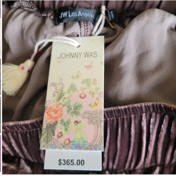 Johnny Was NWT Velvet Wide Leg Pants butterfly embroidery Brown size XS - Picture 8 of 8